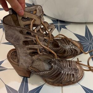 Freebird Leather Lace-Up Sandals/Heels